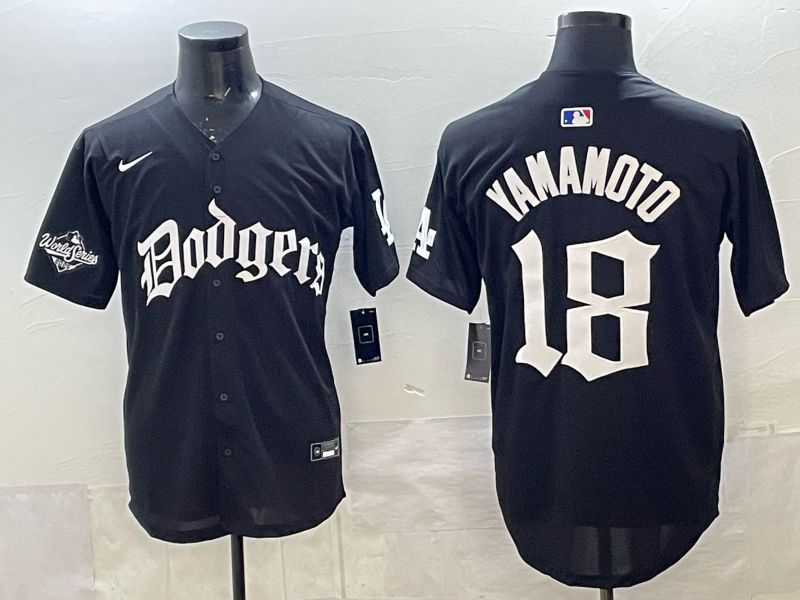 Men 2026 Nike Los Angeles Dodgers #18 Yamamoto Black Game MLB Jersey 07